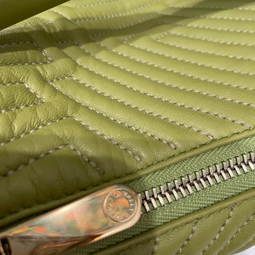 Bally Quilted Green Lambskin Suede-Lined Hobo Bag - Picture 16 of 17